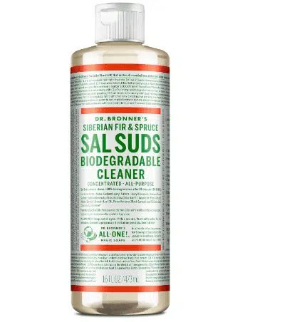 A Bottle of Dr. Bronner's Sal Suds Biodegradable Cleaner