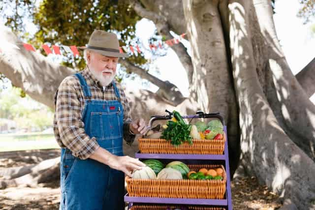 Local farmer with organic foods