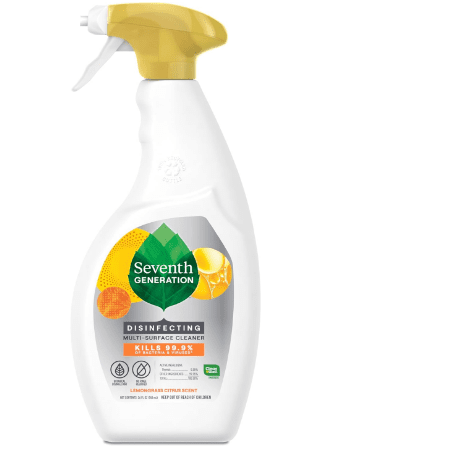 A Bottle of Seventh Generation Disinfecting Multi-Surface Cleaner 